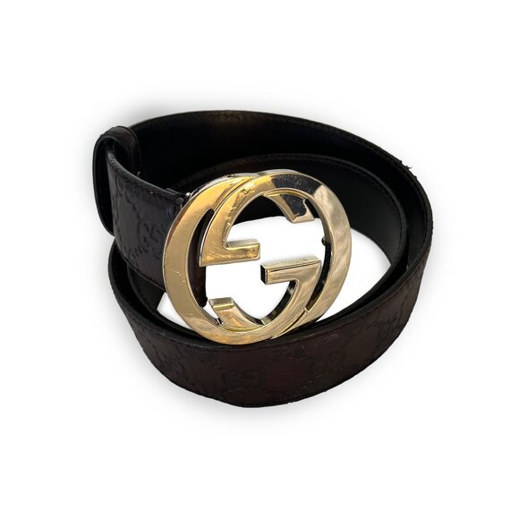 Gucci Brown Signature belt size 85 - Picture 1 of 4